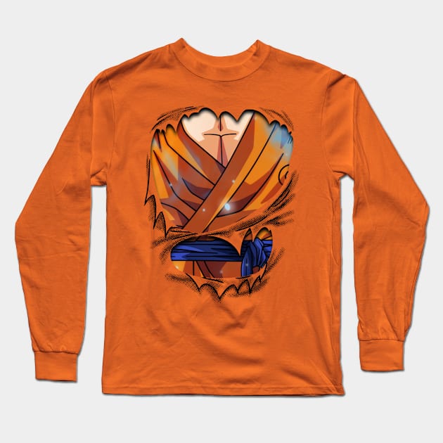 goku Super Sayayin Blue Chest Dragon ball Super Long Sleeve T-Shirt by GeekCastle